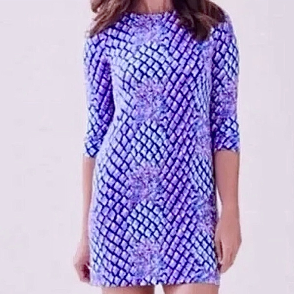 Lilly Pulitzer Blue and Purple Patterned Mini Dress
